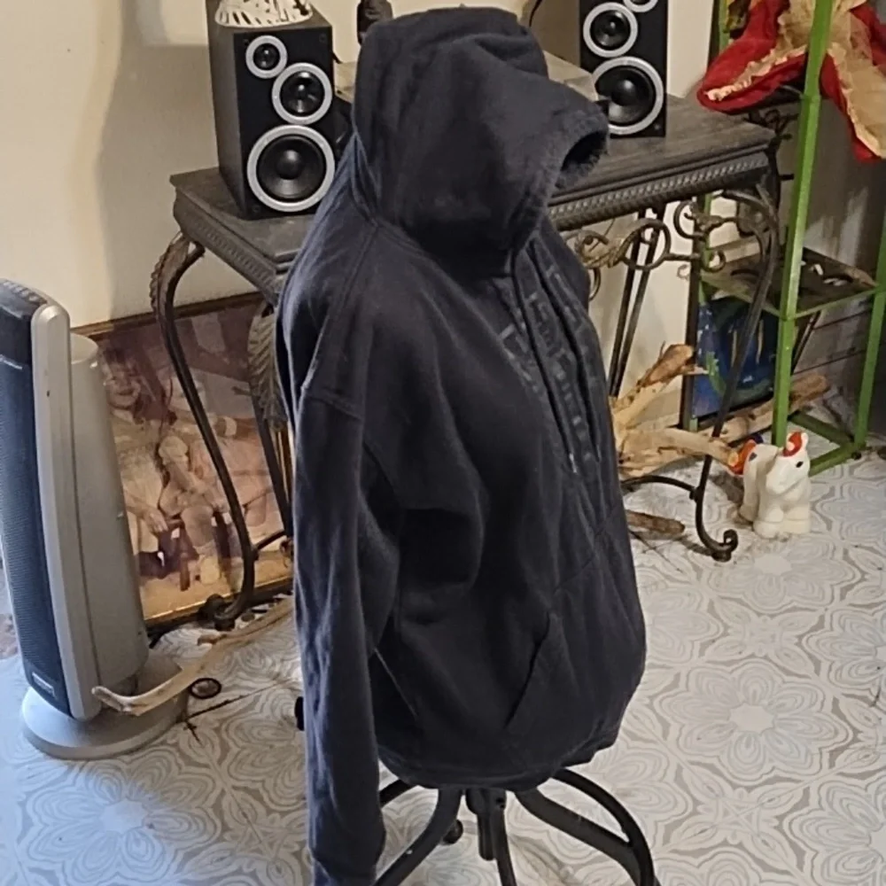 Sweater Hoodie Pull string hood pull over Faded Black FIELD AND STREAM sz Med